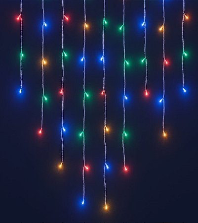PISCA CASCATA FIO TRANSPARENTE 5M 100 LEDS COLORIDO 110V