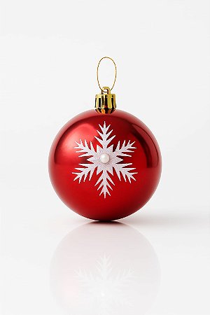 BOLA NATALINA DECORADA 8CM VERMELHA