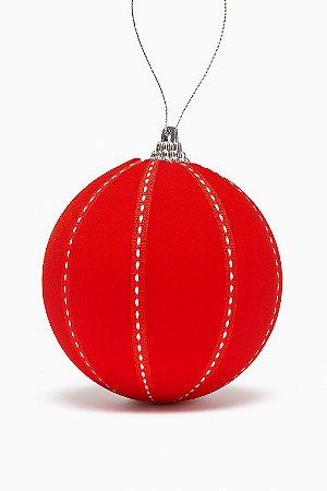 BOLA NATALINA DECORADA 10CM VERMELHA