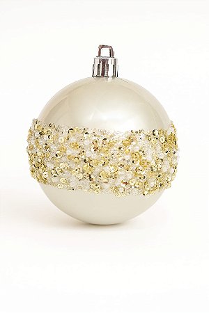 BOLA NATALINA DECORADA 8CM PEROLA