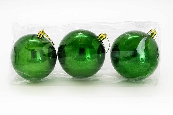 KIT BOLA NATALINA 8CM 3 UNIDADES VERDE