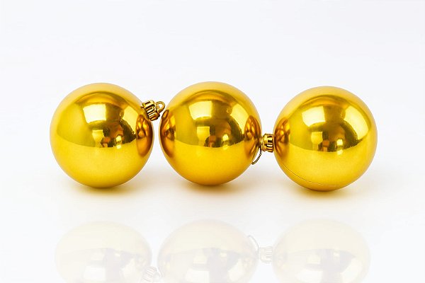 KIT BOLA NATALINA 8CM 3 UNIDADES DOURADAS