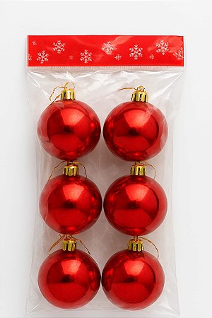 KIT BOLA NATALINA 6CM 6 UNIDADES VERMELHA