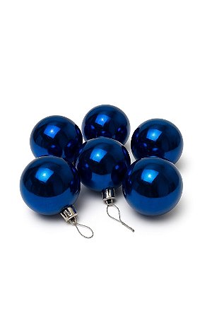 KIT BOLA NATALINA 6CM 6 UNIDADES AZUL