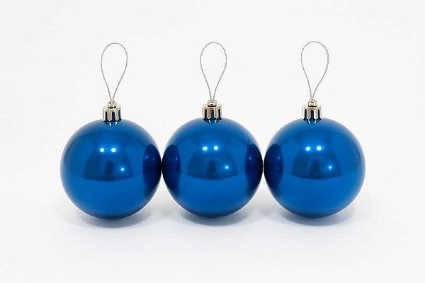 KIT BOLA NATALINA 8CM 3 UNIDADES AZUL