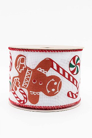 FITA NATALINA ARRAMADA 6X9 VERM/BCO