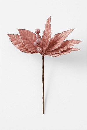 HASTE NATALINA 23CM 9 PETALAS ROSE