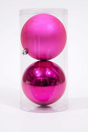 BOLA NATALINA 12CM 2 UNIDADES ROSA