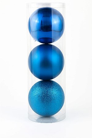 KIT BOLA NATALINA C/3 10CM AZUL TURQUESA