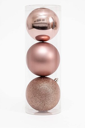 KIT BOLA NATALINA C/3 10CM ROSE GOLD