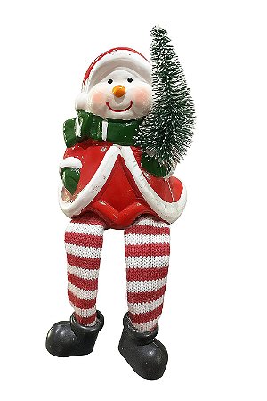 BONECO DE NEVE SENTADO C/ PERNAS DE PANO