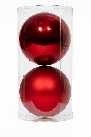 BOLA NATALINA 12CM 2 UNIDADES VERMELHO