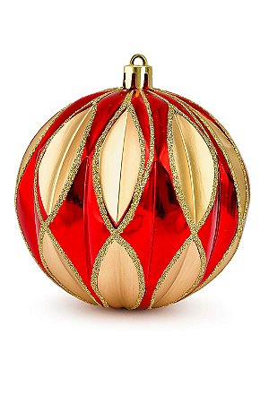 BOLA NATALINA DECORADA 10CM VERMELHO