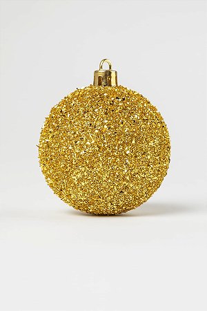 BOLA NATALINA DECORADA 10CM DOURADA