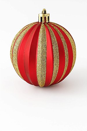 BOLA NATALINA DECORADA 10CM VERM/DOU