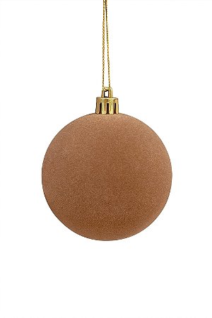 BOLA NATALINA VELUDO 10CM MARROM