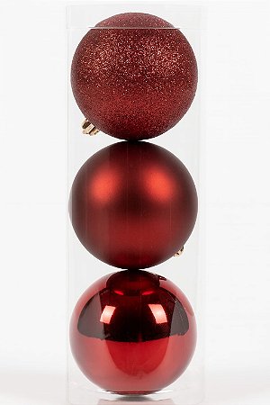 BOLA NATALINA 10CM 3UNIDADES GRENA