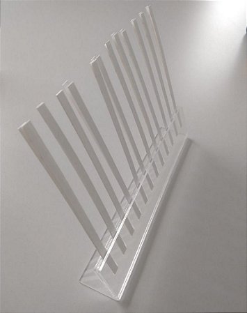 054 PORTA FITAS (FINA) - RÉGUA  GRANDE - COR TRANSPARENTE 5x4x22,6 para 12 fitas até 0,6mm cada