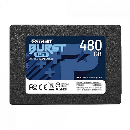 SSD Patriot Burst Elite, 480GB, Sata III, Leitura 450MB/s e Gravação 320MB/s