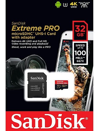 Cartão de Memória SanDisk SDSDQXP-032G-G46A Extreme Pro SD 32GB