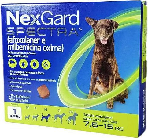 Antipulgas e Carrapatos Nexgard Spectra M Para Cães de 7,6 a 15 Kg - 1 Comprimido