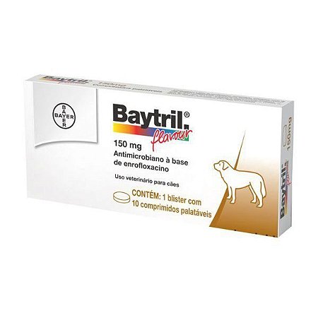 Baytril Flavour 150 mg Para Cães - 10 Comprimidos