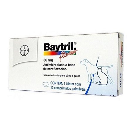 Baytril Flavour 50 mg Para Cães e Gatos - 10 Comprimidos