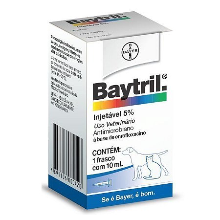 Baytril Injetável 5% Para Cães e Gatos - 10 ml