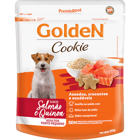 Biscoito Golden Cookie Para Cães Adultos de Porte Pequeno Sabor Salmão e Quinoa - 350 g