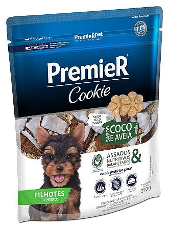 Biscoito Premier Cookie Para Cães Filhotes Sabor Coco e Aveia - 250 g
