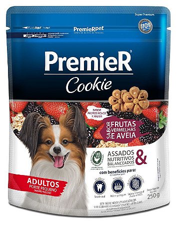 Biscoito Premier Cookie Raças Pequenas Para Cães Adultos de Porte Pequeno Sabor Frutas Vermelhas e Aveia - 250 g