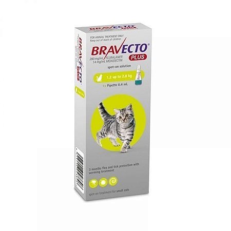 MsdBravecto Plus Transdermal Antipulgas Para Gatos de 1,2 a 2,8 Kg - 1 Pipeta