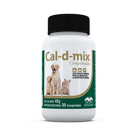 Cal-D-Mix Para Cães e Gatos - 30 Comprimidos