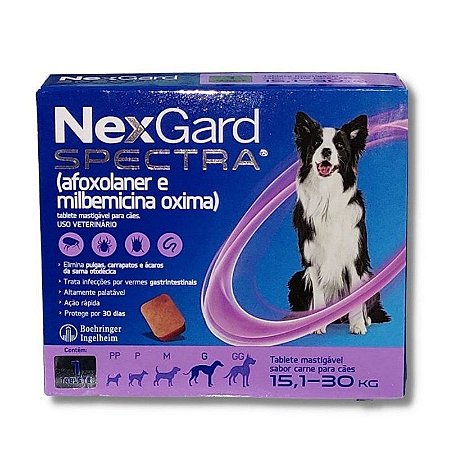 Antipulgas e Carrapatos Nexgard Spectra G Para Cães de 15,1 a 30 Kg - 1 Comprimido