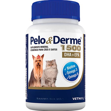 Pelo e Derme 1500 mg Para Cães e Gatos