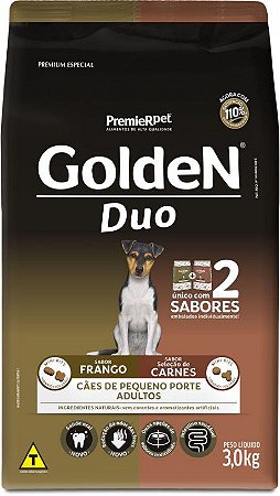 Ração Golden Fórmula Duii Para Cães Adultos de Porte Pequeno Sabor Frango e Carne - 3 Kg