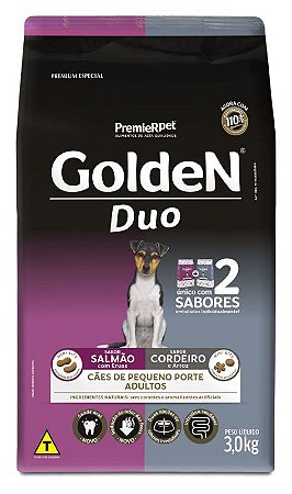 Ração Golden Fórmula Duii Para Cães Adultos Porte Pequeno Sabor Salmão e Cordeiro 3 Kg