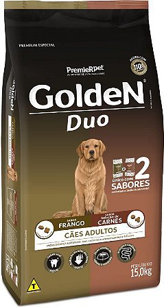 Ração Premier Pet Golden Fórmula Duii Para Cães Adultos Sabor Frango e Carne