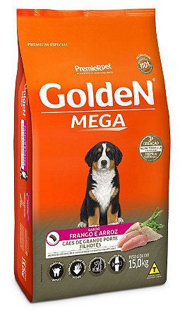 Ração Golden Fórmula Mega Para Cães Filhotes Porte Grande Sabor Frango e Arroz - 15 Kg