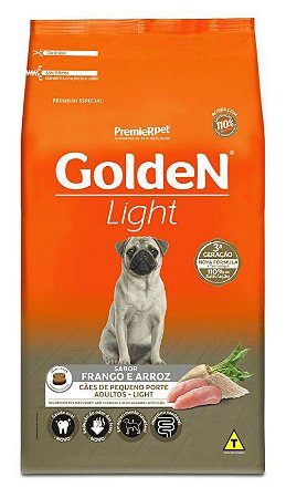 Ração Golden Fórmula Mini Bits Light Para Cães Adultos Porte Pequeno Sabor Frango e Arroz