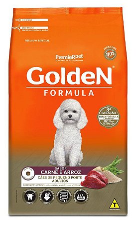 Ração Golden Fórmula Mini Bits Para Cães Adultos de Porte Pequeno Sabor Carne e Arroz