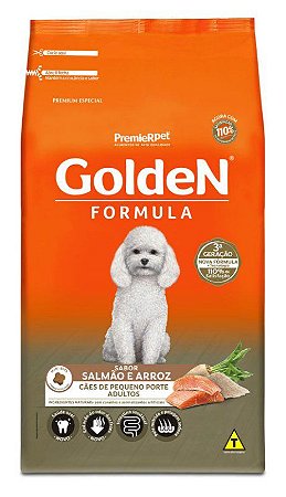 Ração Golden Fórmula Mini Bits Para Cães Adultos de Porte Pequeno Sabor Salmão e Arroz