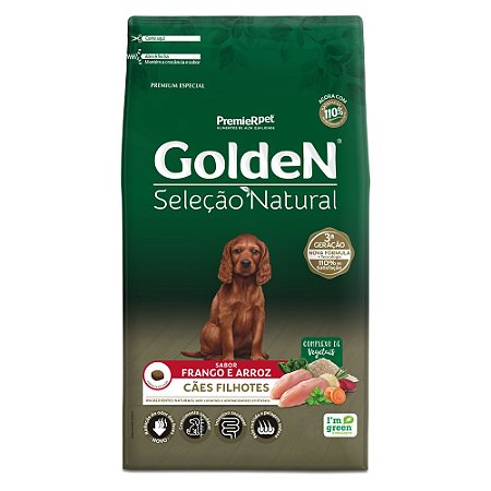 Ração Golden Seleção Natural Para Cães Filhotes Sabor Frango e Arroz