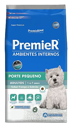 Ração Premier Ambientes Internos Para Cães Adultos de Porte Pequeno Sabor Frango e Salmão