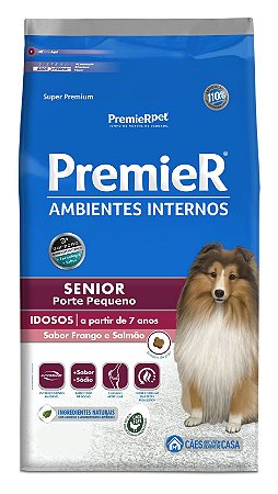 Ração Premier Ambientes Internos Sênior Para Cães Adultos de Porte Pequeno Sabor Frango e Salmão