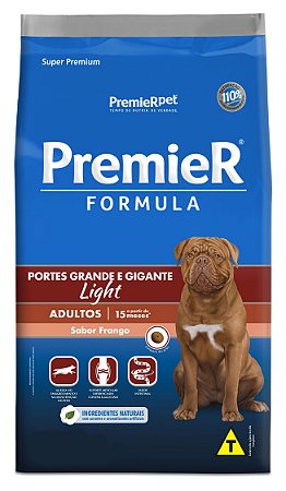 Ração Premier Fórmula Raças Grandes Light Para Cães Adultos Porte Grande Sabor Frango - 15 Kg