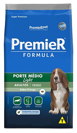 Ração Premier Fórmula Raças Médias Light Para Cães Adultos Porte Médio Sabor Frango - 15 Kg