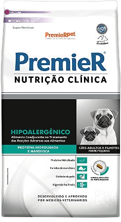 Ração Premier Nutrição Clínica Hipoalergênico Para Cães Adultos de Porte Pequeno Sabor Proteína Hidrolisada e Mandioca