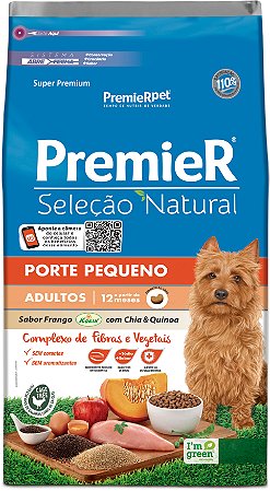 Ração Premier Seleção Natural Raças Pequenas Para Cães Adultos de Porte Pequeno Sabor Frango com Chia e Quinoa