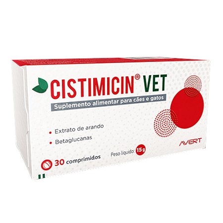 Suplemento Cistimicin Vet Para Cães e Gatos - 30 Comprimidos